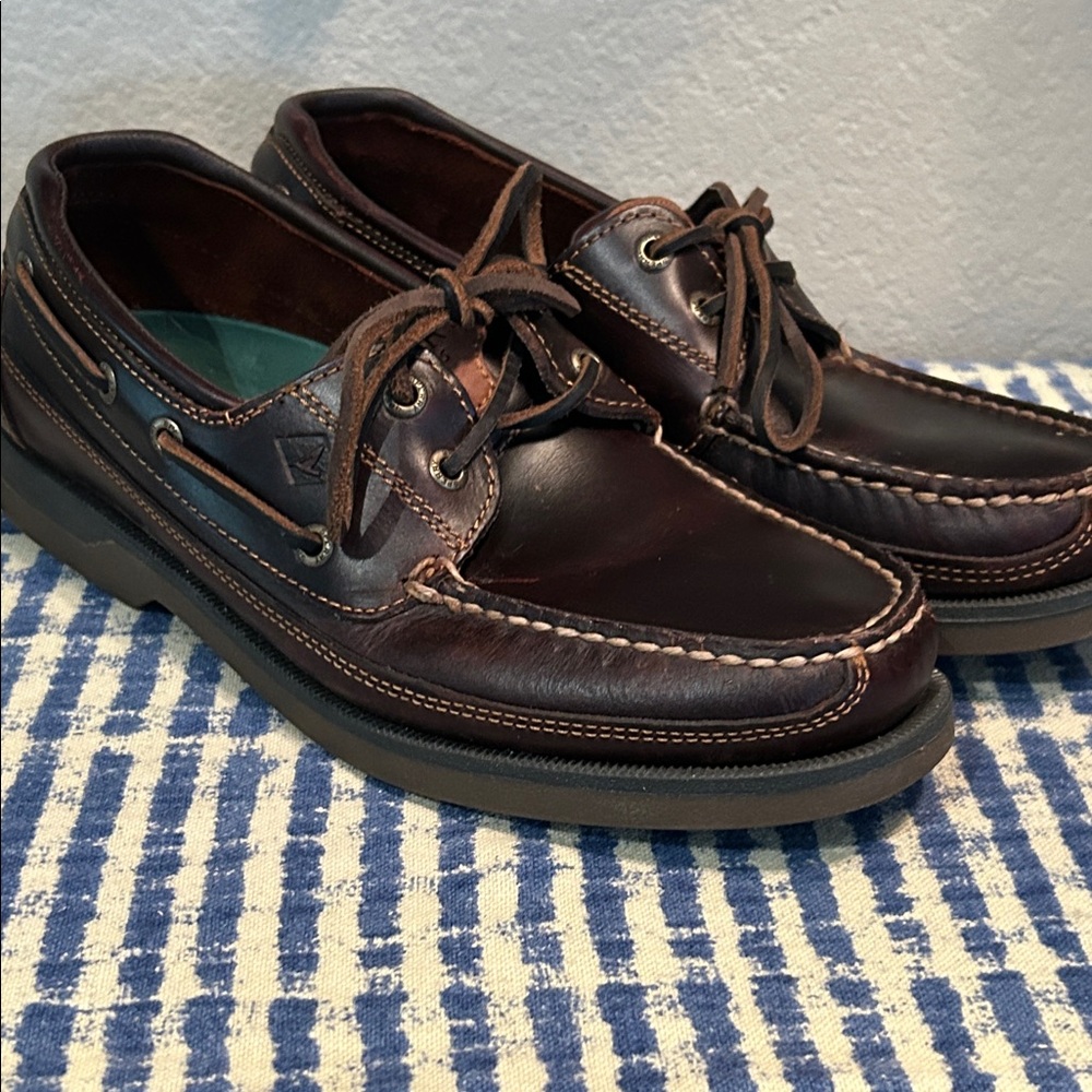 Sperry Dark Brown Leather Moc Toe Boat Shoes